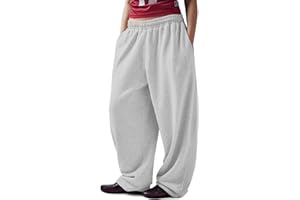 HeSaYep Women's Wide Leg Sweatpants Y2k Interior Drawstring Baggy Joggers Dancer Pants Streetwear with Pockets