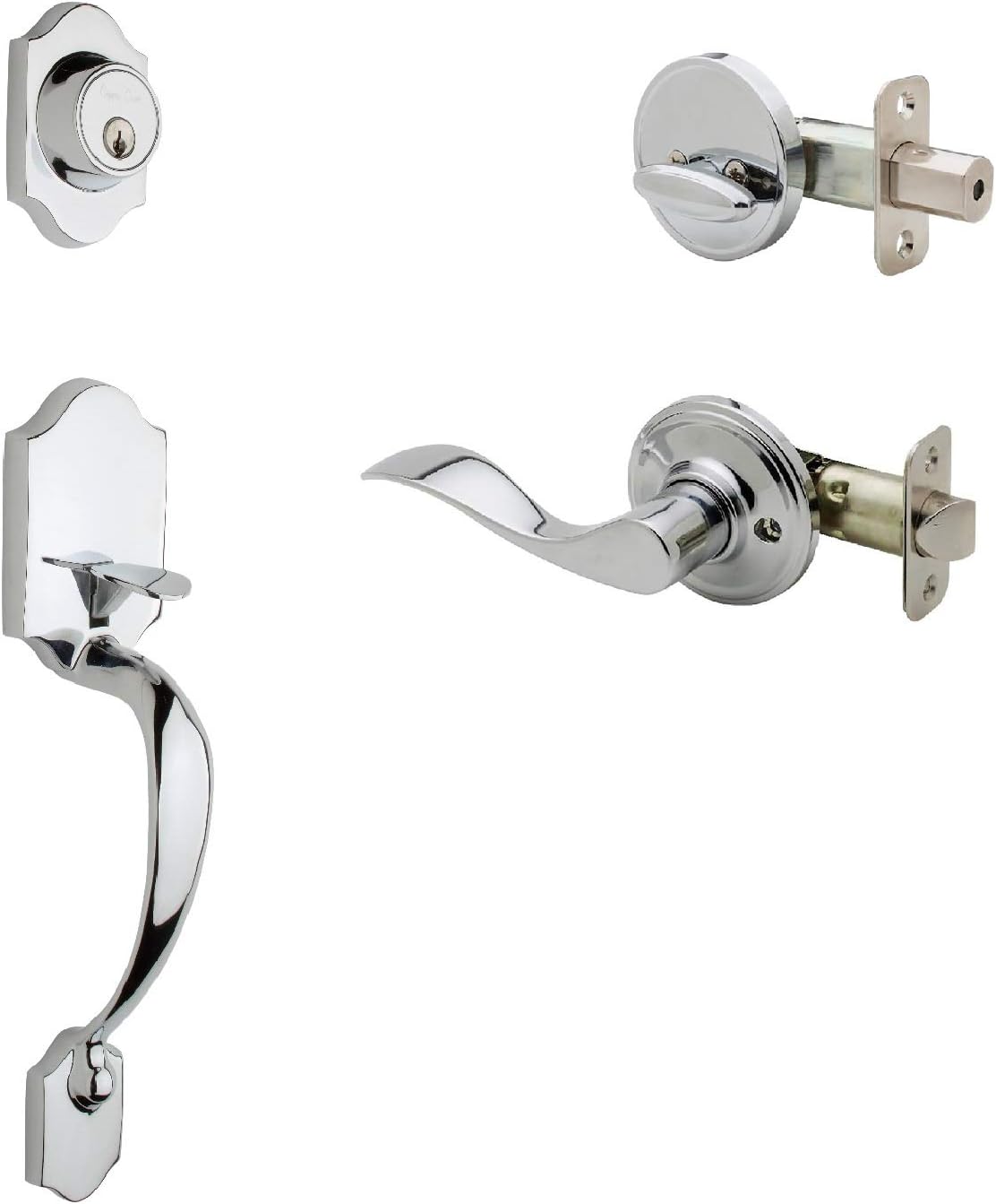 Copper Creek HZ2610XWLRPS Soft Contemporary Front Door Handle Set with