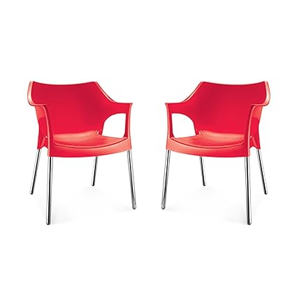 @home by Nilkamal Novella FLOCNOVLA2KIT10RED Living Room Chair, Set of 2 (Red)