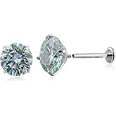 WIC F136 Titanium Alloy Moissanite Earrings, Hypoallergenic earrings,D-color VVS1,spiral Piercing Jewelry for Women Men