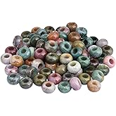 SUNYIK Indian Agate Large Hole (6mm) Rondelle Loose Charms European Bead fits Bracelet,Jewelry Makings Pack of 20