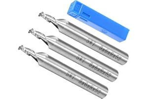 CoCud 2-Flute Spiral End Mill Bits, 3mm Diameter 8mm Length, High Speed Steel Straight Milling Cutter with Storage Case- (App