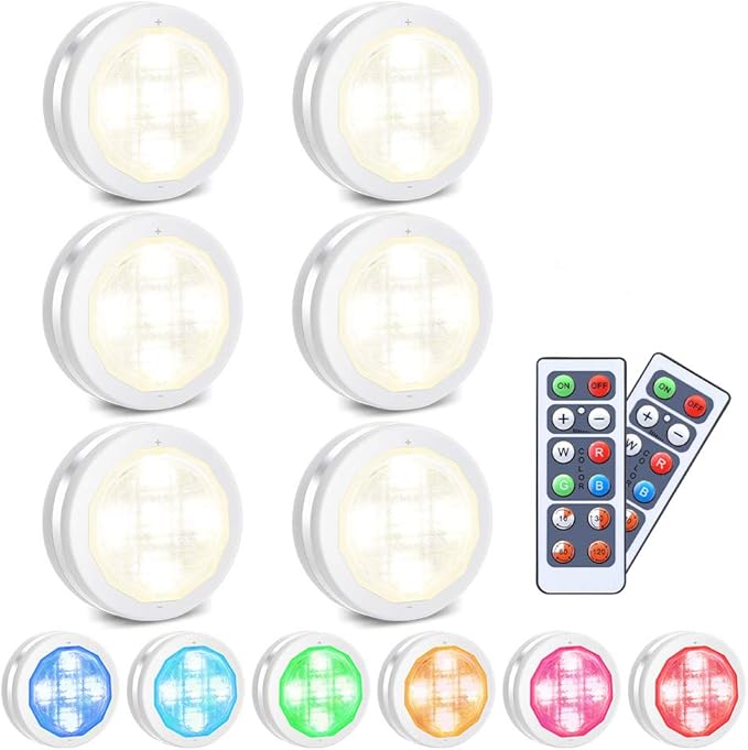 RGB Schrankleuchten LED Nachtlicht mit Fernbedienung 6er, Kabinett