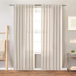 jinchan Linen Textured Curtains for Bedroom Drapes Rod Pocket Back Tab Beige Linen Blend Curtain Panels Window Treatments for Living Room Patio Door 1 Pair 72 Inches Crude