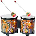 5'' and 6'' Bongo Drum Set, African Hand Drum, Music Enlightenment Drum, Practice Bongos for Professional Beginners, Face