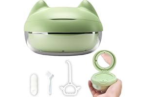 Gaboolo Retainer Case for Cleaning,No-Leak Mouth Guard Cute Retainer Case with Retainer Removal Tool and Brush (Green Cat)