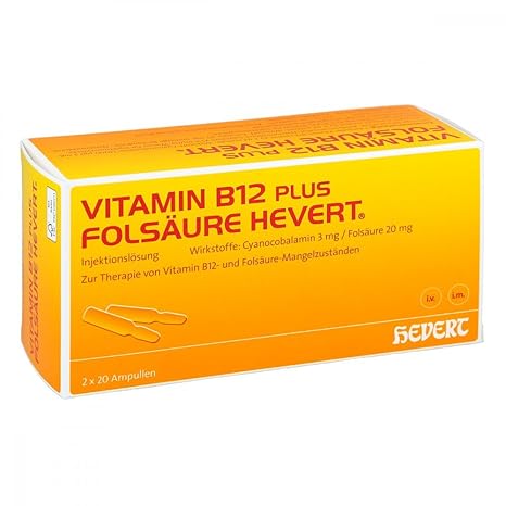 Vitamin B12 plus Folsäure Hevert [a-akut] 2 ml Amp 2X20 stk