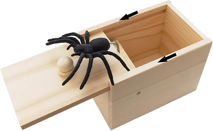 Amazon Rtudan オリジナルスパイダー怖いいたずらボックス 楽しい木製怖い箱 ハンドメイド 楽しいジョーク スケアボックス おもちゃ 実用的なギフト おもちゃ スパイダーボックス いたずら 子供 大人用 ジョーク どっきり おもちゃ