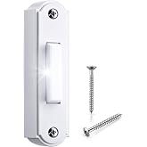 Metal Lighted Doorbell Button,LED Wall Mounted Doorbell Switch, Matte White | Heavy Duty Metal Wired Door Bell Push Button for Universal Garage Door Opener Switch, White Light, Property In Copyright
