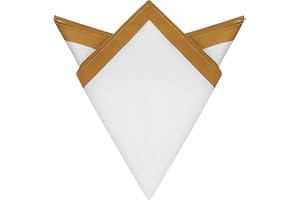 Elerevyo Men's Contrast Color Lightweight White Pocket Squares for Formal Wedding