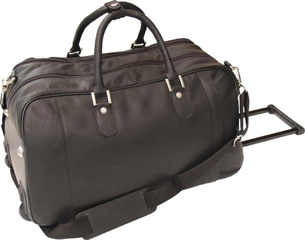 NEW YEAR SALE ! BLACK LEATHER TROLLEY WHEELED HOLDALL DUFFLE GYM BAG Amazon.co.uk