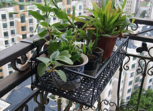 Balcony Flower Pot Stand Rack Railing Shelf, 2 Hooks Balcony Windows Flower Pot Holder