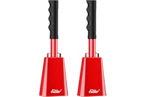 Eastar Cow Bell with Handle, 2 Pack Cowbells for Sporting Events, 10 Inch Cowbells Noise Makers Cheering Bell for Football Games, Stadiums, Halloween Gifts, Red