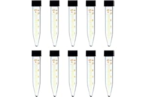 YUXUN YX Pack of 10, Centrifuge Tube, 20ml Borosilicate Glass Material, Conical Bottom, Centrifuge Vials with Printed Graduation and Black Screw Cap, No-Leak, Non-Sterile (20ml, Pack of 10)