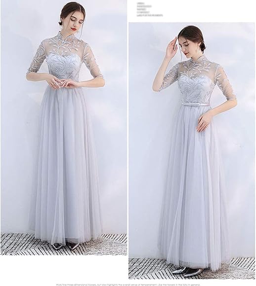 Amazon 4タイプ 6サイズ ブライズメイド ドレス ロング グレー ピアノ 発表会 ドレス フォーマル ワンピース 結婚式 ドレス 大人 ピアノ 発表会 ロングドレス 結婚式 二次会ドレス 花嫁 フォーマル 20代 30代 お揃い エンパイア グレーc M パーティードレス 通販