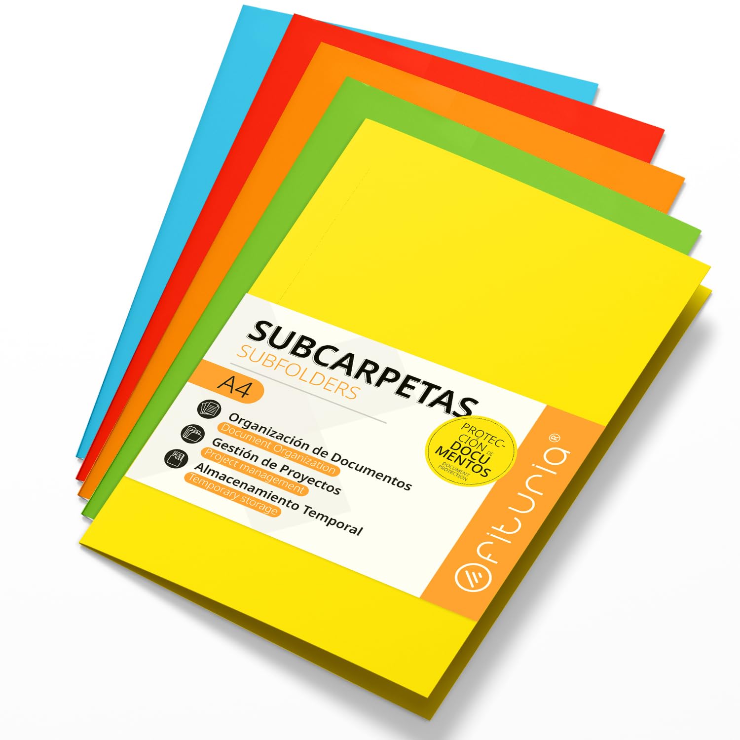 A4 Cardboard Subfolders, 180 g Paper Filing Folders, Sorting Folder for Documents, Pack of 50 Coloured Subfolders for Filing and Sorting – Ophituria (Intense Assortment)