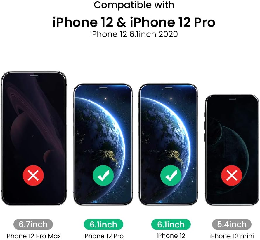 FLOVEME iPhone 12 iPhone 12 Pro Screen Protector (3 PACK) 6.1inch 2020 Shatterproof Tempered Glass Compatible with iPhone 12 iPhone 12 Pro Screen Film Case-friendly Alignment Frame Easy Installation