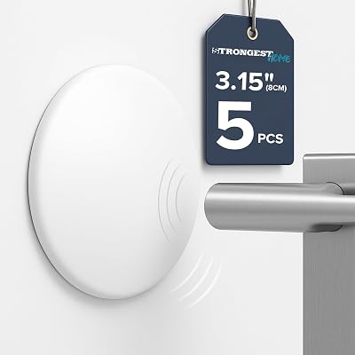 STRONGEST HOME Door Stopper Wall Bumpers Set 5 White 3.14" 0.8" Adhesive