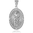 Sterling Silver Saint Jude Thaddeus CZ Oval Medal Pendant Necklace with Rolo Chain and Pendant only (Medium)