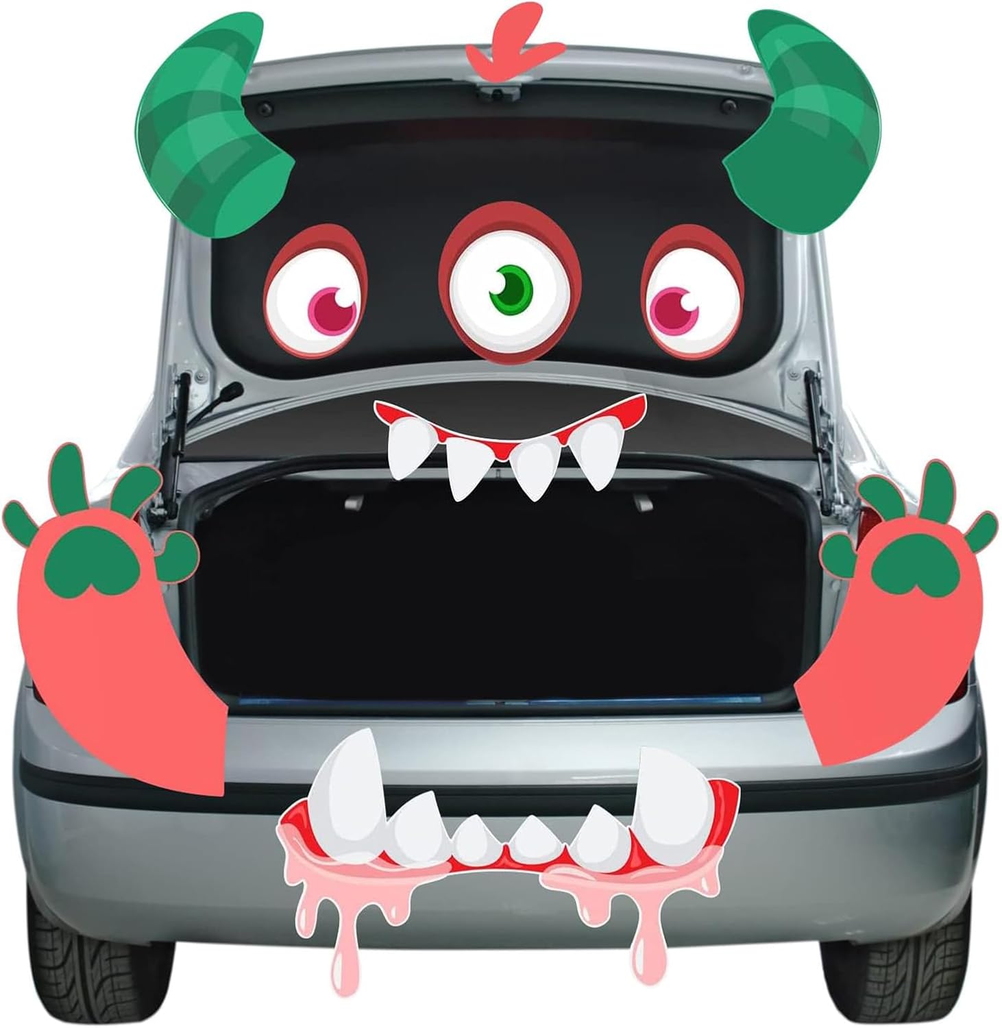 Garage Door Decorations - ODYKlyQo Halloween Trunk Or Treat Car Decorations Kit for SUV Halloween Car Decor with Monster Garage Door Halloween Decorations (Pink)