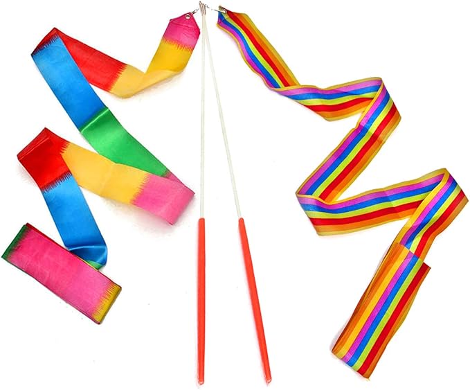 Dance Ribbons Rainbow Streamers Rhythmic Gymnastics Ribbon Baton