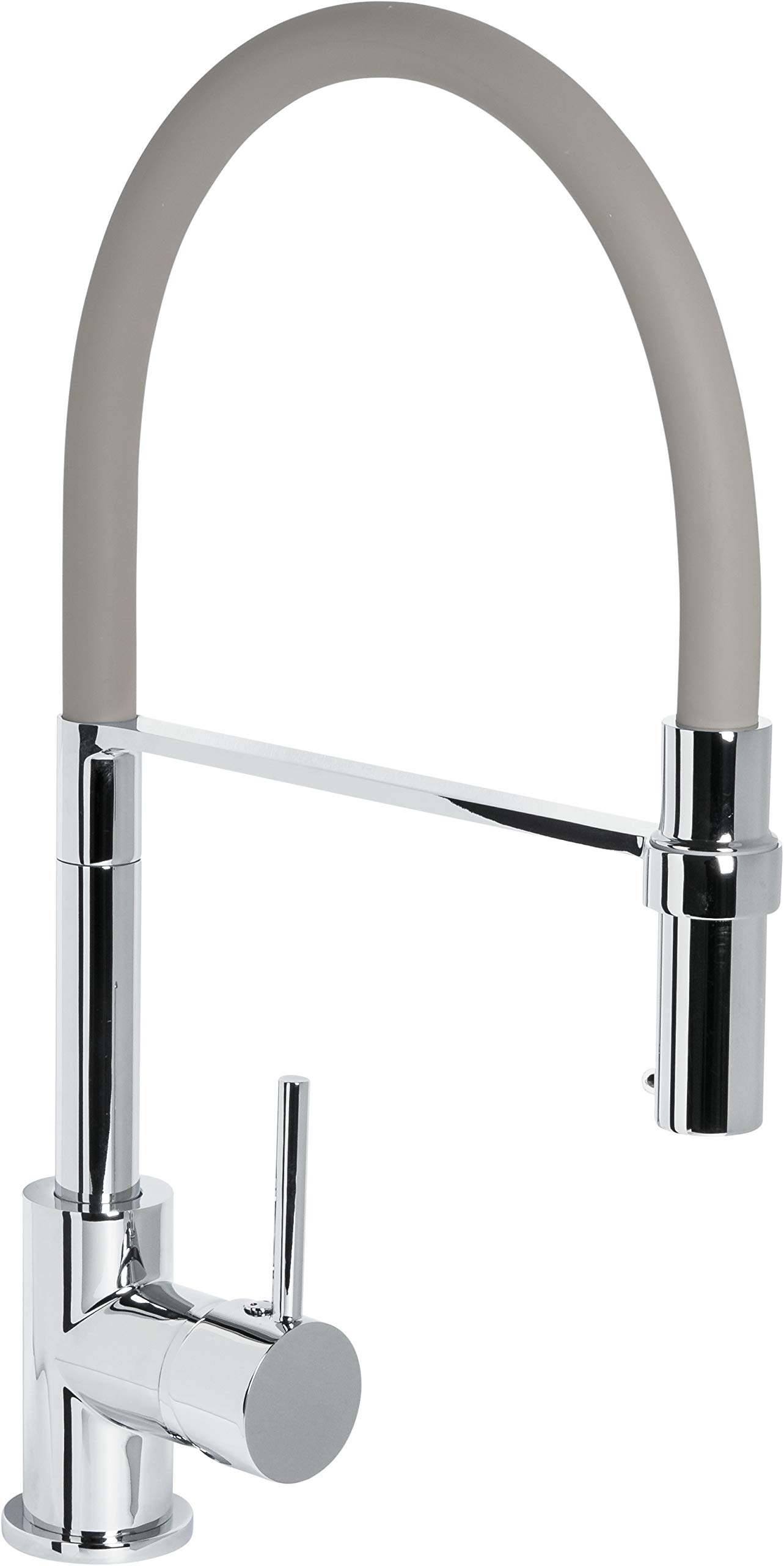 Cornat SAZ613 Single-Lever Sink Mixer Tap - Robust Die-Cast Body - Grey/Chrome-Plated - 360° Pivoting Silicone Spout - with Shower Lock/High Pressure Tap/Kitchen Tap