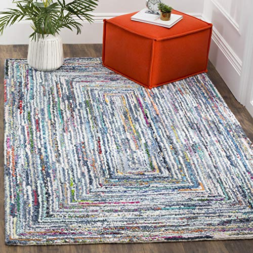 SAFAVIEH Nantucket Collection Area Rug - 6' x 9', Multi, Handmade Boho Cotton,…