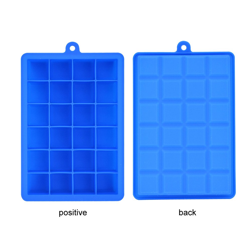 Ice Cube Trays,Guardians 24 Cube Food Grade Silicone Ice Tray Molds Easy Release Ice Jelly Pudding Maker Mold (Blue-2 Pack)
