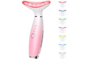 Dopsikn 7 Color Galvanic Machines - Red Light Therapy for Face and Neck, Face Massager Tool for Wrinkles, Double Chin, Vibrating Facial Massager with Thermals, Pink