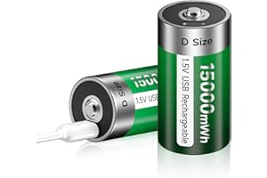 PALOGREEN 15000mWh Rechargeable Lithium D Batteries with USB Type-C Charging Cable and C D Battery Box, LR20 1.5V D Size Cell Battery Replacement for Flashlight Toys Gas Stove - 2 Pack D Cell Li-ion Battries