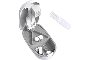 AZJCKEW Pill Cutter and Splitter for Small and Large Pills, Vitamin Tablet Press Crusher, Pocket Pill Organizer with Safety Blade Guard, Portable Divider for Travel Use – White