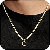 JIKASI Initial A-Z Letter Pendant Necklace for Men 18K Gold Plated Capital Initial Necklace Cuban Link Chain 4mm 20 Inch Jewelry Gift