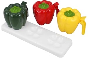 COMPUKAS Pepper Shaped Kitchen Seasoning Jar Set Small 3pcs Red Yellow Green Condiment Storage Containers