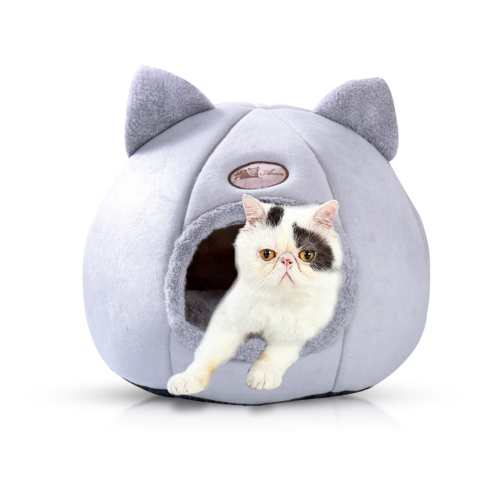 PETCUTE Cat Bed Tent for Cats Small Dogs,Pet Bed for Cats,Machine Washable,Cat Cave Bed with Anti-Slip & Water-Resistant Bottom,Semi-Enclosed Cat Bed House,Cat Sleeping Cave,Cat Cushion Bed