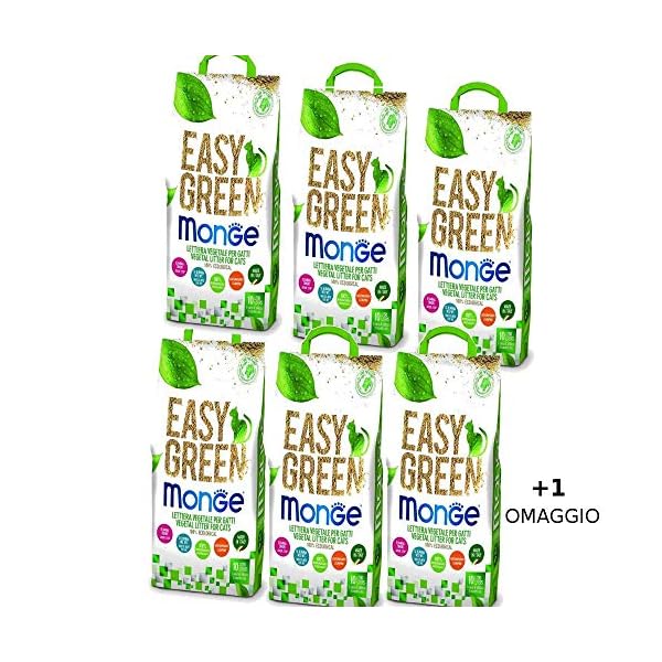 lettiera VEGETALE MONGE Easy Green Gatto Gatti furetti rettili Cat 10 Litri biodegradabile WC 2/3/6 Sacchi SPEDIZIONE…