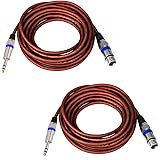 2Pcs 6 Feet Female XLR to 1/4 Inch TRS (6.35mm) Microphone Cables, XLR to Quarter inch Patch Cable, Unbalanced XLR Female to TRS Male Mic Cord Stereo Interconnect Cable