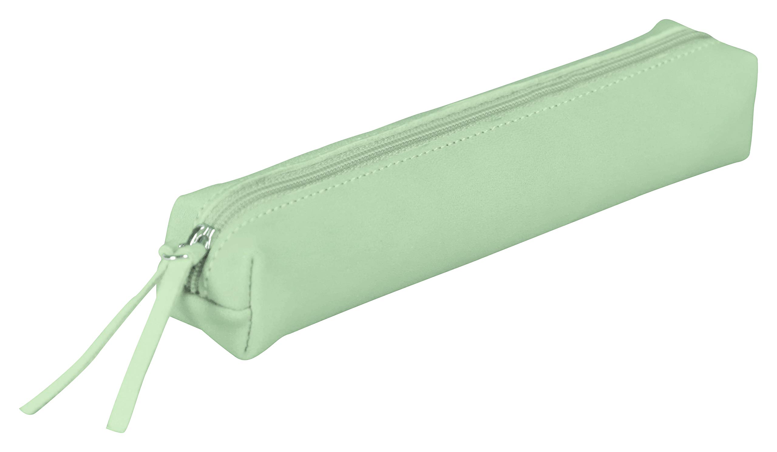 Clairefontaine 410152C - One Small Genuine Leather Slim Case - Dimensions: 19.5x2.5x4 cm - Pistachio Green Tinted Colour - Multi-Functional - Protective