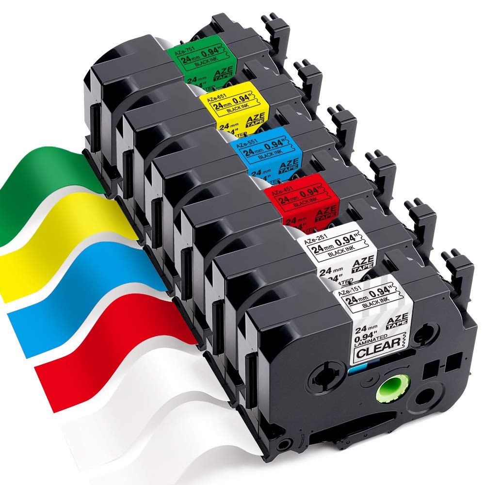 Tze 24mm Label Maker Tape Replace for Brother Label Printer Tape Brother Ptouch Tape 24mm Laminated Tz Tze251 Tze151 Tze451 Tze551 Tze651 Tze751 Compatible with P Touch PT-D610bt 710Bt D600 E500 E550W