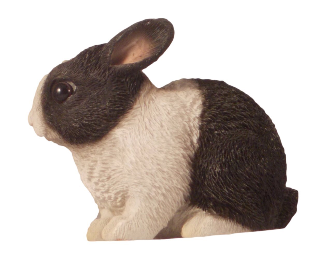 Vivid Arts baby dutch black & white rabbit 9.5cm x 11.5cm hollow resin