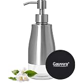 Gaussra Soap Dispenser with Coaster and Stickers - 11 OZ / 320 ML | Brushed Nickel Stainless Steel Case Glass Liner Hand Soap Dispenser, Lotion Soap Dispenser for Bathroom and Kitchen