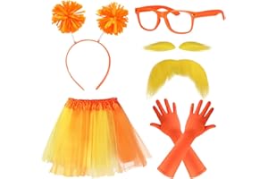 Yewong Kids Orange Furry Character Costume Set Yellow Mustache Eyebrows Accessories for Book Week Halloween Party
