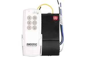 Anderic Ceiling Fan Remote Control Kit Universal for 3-Speed Fans with Fan Timer and Light Control 3-Speeds, Compact Receiver 63T-AC83T-KIT