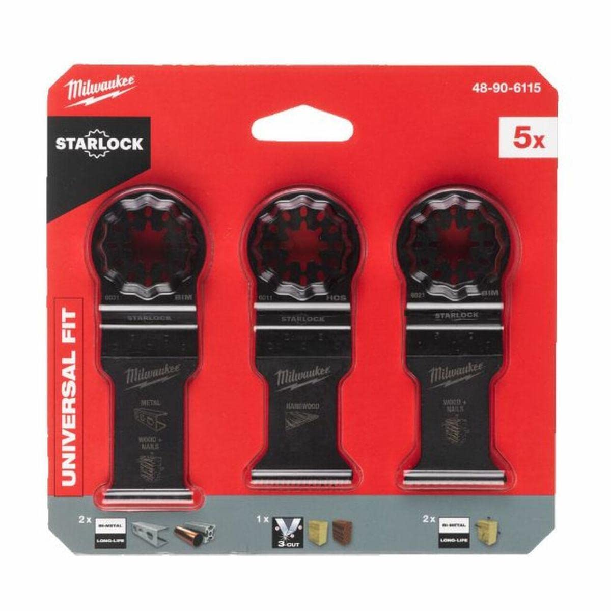 Milwaukee 48906115 Multi-Tool Wood and Metal Blades Accessory Set X5 Pieces