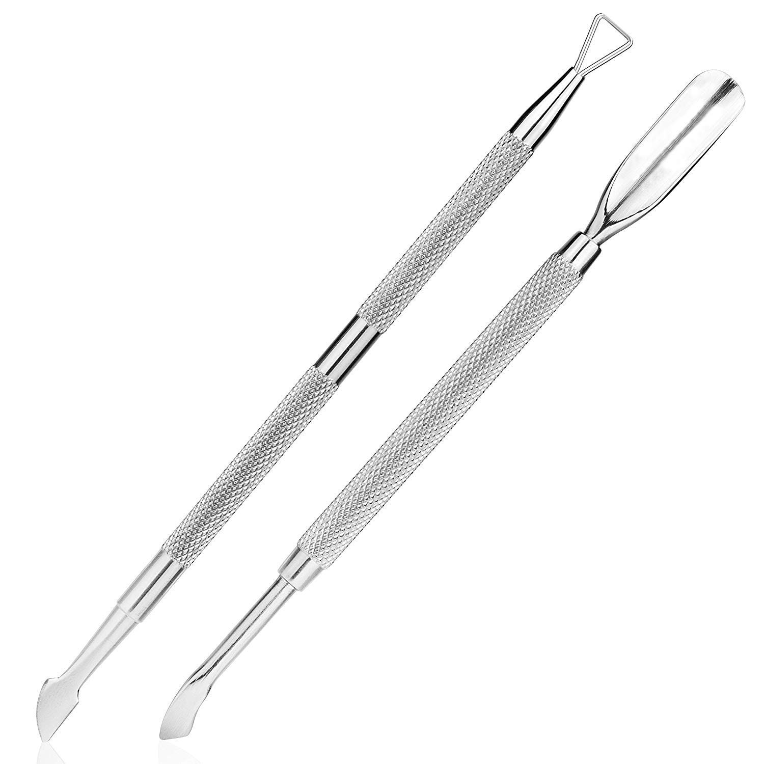 Cuticle Pusher Stainless Steel and Cutter (2PCS), Triangle Cuticle Nail Pusher Peeler, Professional Grade Stainless Steel Cuticle Remover, Durable Pedicure Manicure Tools for Fingernails Toenails: Beauty