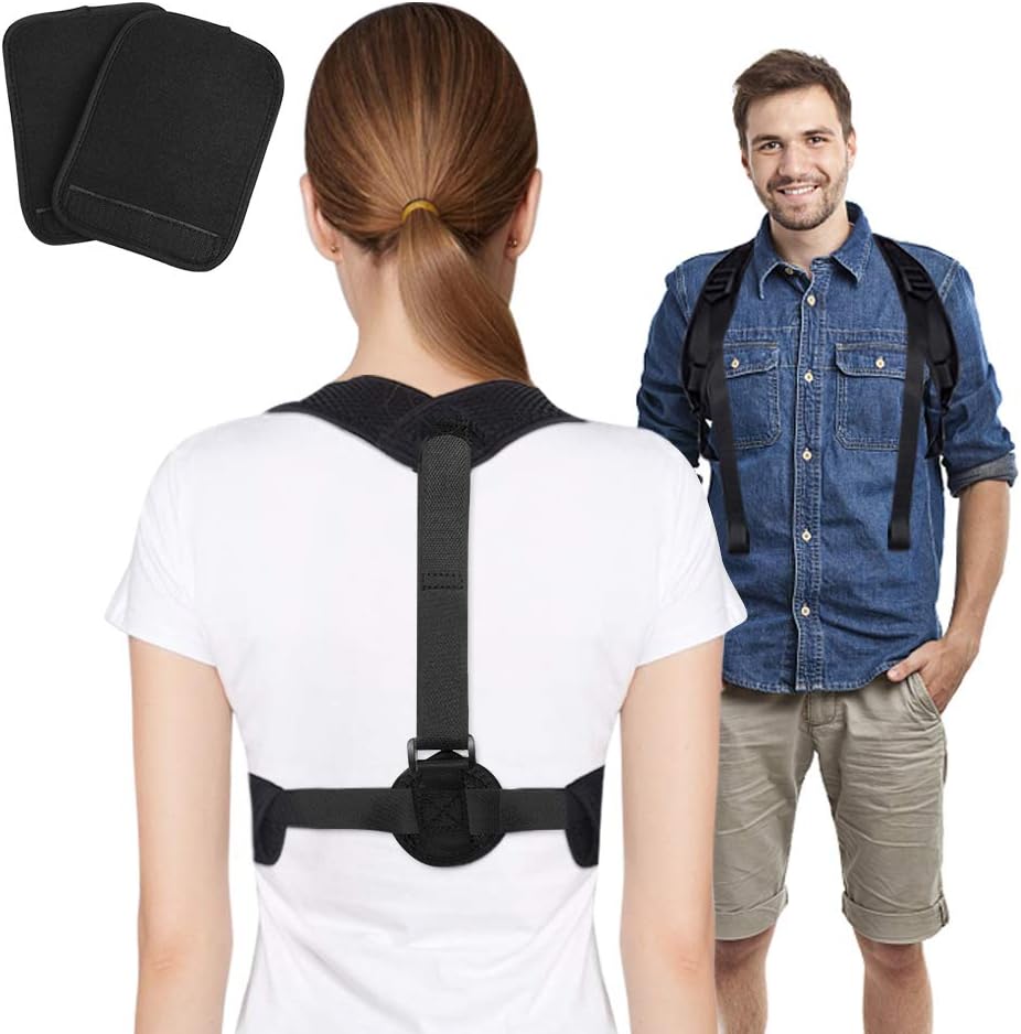 OYOZ OBNZ AC015 Posture Corrector, Shoulder Support Women & Men, Adjustable Clavicle Support Brace Shoulder Back Neck Pain Relief, Armpit Pads, Ivory