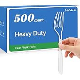 SACATR 500 Count Heavy Duty Clear Plastic Forks | BPA-Free,Heat Resistant Disposable Plastic Forks Bulk, For Parties, Events and Everyday Use