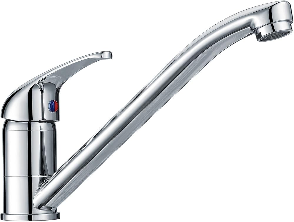 Hapilife Kitchen Sink Mixer Tap Single Lever with Long Swivel Spout Chrome