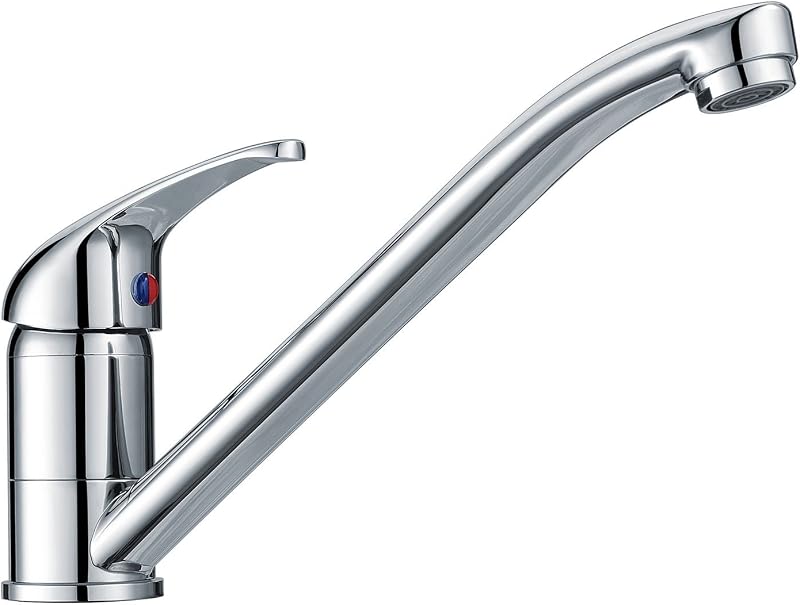 Hapilife Kitchen Sink Mixer Tap Single Lever with Long Swivel Spout Chrome
