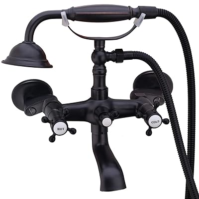 Buy Aolemi Clawfoot Tub Faucet Oil Rubbed Bronze Wall Mount Bathroom Tub Filler With Hand Held Shower Sprayer Vintage Bathtub Faucet Set Double Cross Handle Online In Indonesia B07zst2k32