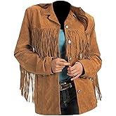 Classyak Women's Fashion Stylish Suede Leather Fringed Jacket